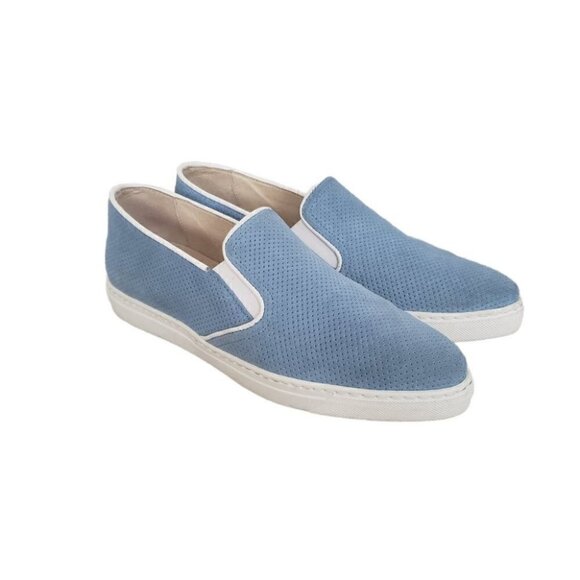 Boemos Italy blue perforated suede slip on platform sneakers sz 6 - Picture 1 of 10